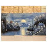 3 pc Canvas Wall Decor. Asian inspired.  47x24in