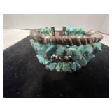 Turquoise & Silver (tone)  Cuff Bracelet.