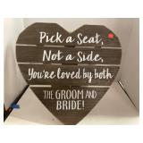 Wedding sign. Easel back. 17.5x18in