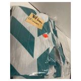 2 curtain panels. Teal chevron & Navy solid. 84in