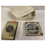 3pc lot. Micro covered dish. Desktop notepad.