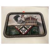 Farmhouse Rooster Metal Tray