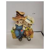 Resin Scarecrow Couple Outdoor Decor Statue