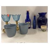 Lot of Blue. Candle holders. Flower pots.