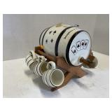 Vintage Drink Barrel Dispenser & Cups