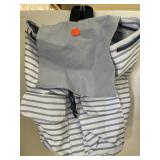 LEEDS.  Blue stripe backpack. 16in high. 11x5