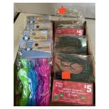 Lot of 5pkgs craft lace. 3 pkgs Christmas lights.