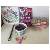 Misc lot. Wall decor. Book. Craft items.