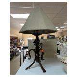Ornate Iron? Lamp with Decorative Shade