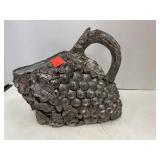 Silver ceramic Grape Pitcher.