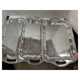 3 Silver tone serving trays. 18x12in
