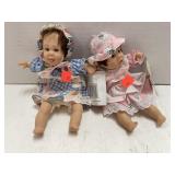 2 Palm Pals. Bean bag baby dolls. 8in tall.