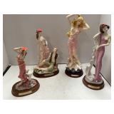 4 figurines on wood bases. LaVerona & Mirella
