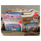 Lot of kids masks & Flash cards. Letters.