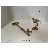 2 ct. - Brass (?) Figurines (Lg Key & Bird)