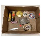 Group Lot Vintage Items: Belt Buckle, Knives, etc