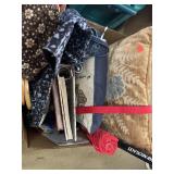 Lot of misc items. Incl. pillows. Craft bags.
