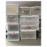 Lot of 8 storage drawer units.