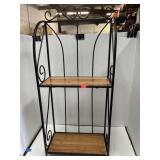 Wood & metal stand.  Plants. Books. Etc.