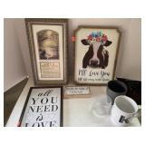 Mixed lot. Wall decor. Pioneer Woman cow picture.