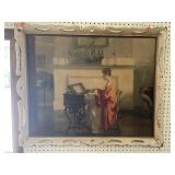 Vintage Painting.  Unique frame. 27x34. Lady