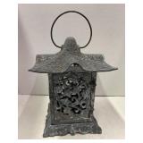 Cast metal Lantern / candle holder. 8x8x14in high