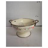 Enamelware Collander W/ Flowers