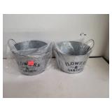 2 Cnt Galvanized Buckets for Flowers or Decor