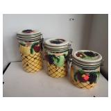 3 Cnt Ceramic Fruit Themed Canisters