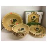 Rooster Themed Dishes. Serving Bowl, Four Salad