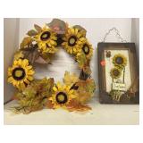 Sunflower Decor. Shadow Box and Wreath