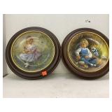 2 Wood Framed Collector Plates. Little Miss