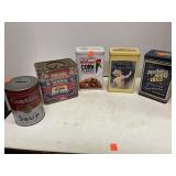 5 decorative tins. Incl. 2 banks.