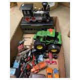 Lot of old toy cars, tractor & train.