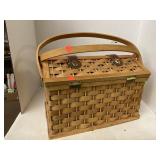 Woven Picnic Basket w/ Leather Straps &