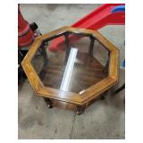 Octagon Glass Top Coffee Table 34 Inches Diameter