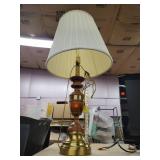 Brass & Wood Tabletop Lamp