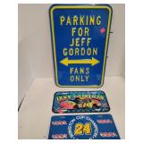 Jeff Gordon Parking Sign & 2 Cnt License Plates