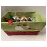 Basket wi/ liner & Christmas decor.