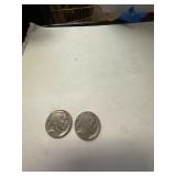 2 Indian Head Buffalo Nickels.  1937