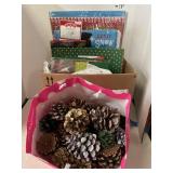 Bag of Glittered Sparkly Pine Cones. And box of