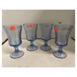 4 blue Goblets / Stemmed drink-ware.