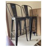 2 high back metal bar stools.