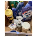 Lot of cleaning supplies.