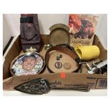 Misc lot. Incl. Daiwa reel.  Mickey Mantle plate.