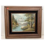 Canvas. Picture. Mountain scene. 14x15.5in