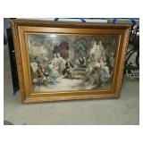 Elegant Painting Approx 28 x 38 Inches  Signed V.