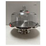 Metal and Heavy Glass Pedestal Cake Tray