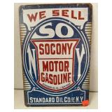 SOCONY metal advertising sign. 8x12