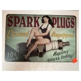 Metal Spark plug  sign.  8x12in